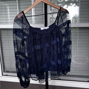 Women’s Ali & Jay Navy Sheer Sleeve Top Size Small
